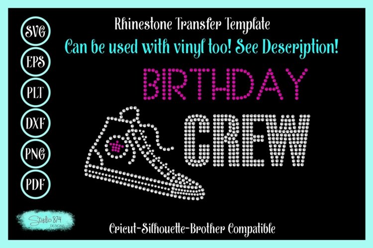 Birthday Crew - Rhinestone SVG Template example image 1