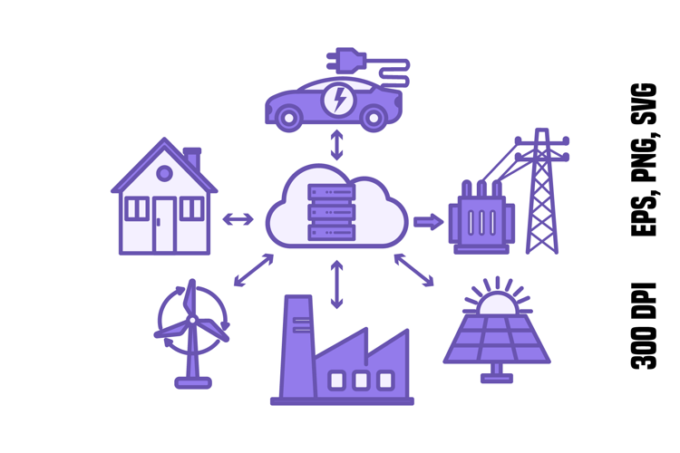 Purple Smart Power Grid Icon