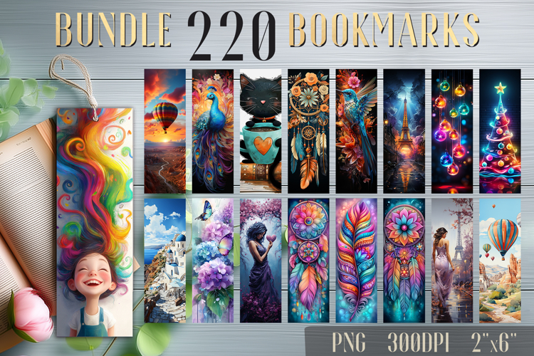 220 Printable Bookmarks | Bundle Bookmark Sublimation PNG
