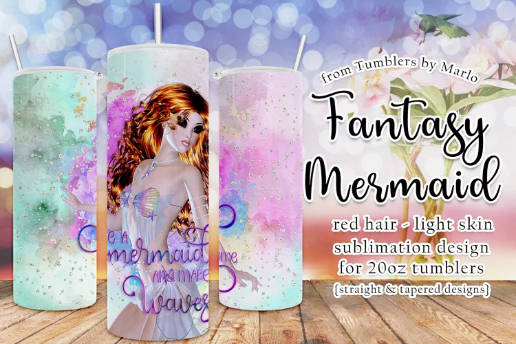 Be A Mermaid and Make Some Waves 20oz Tumbler Design - Red