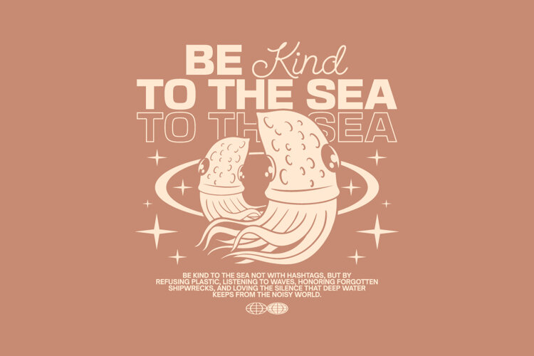 Be Kind Sea Life Typography T-shirt Design example image 1