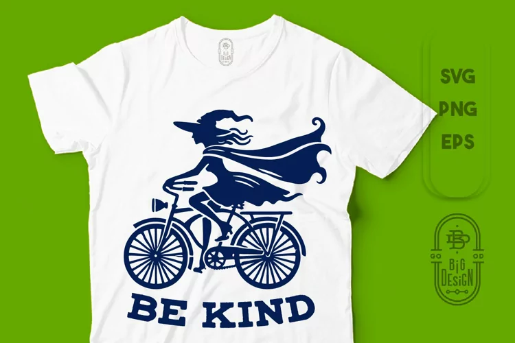 Be Kind | Kindness Saying | Witch on Bicycle SVG | Vintage