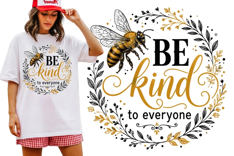 Be Kind to Everyone Vintage Bumble Bee Floral Quote Shirt