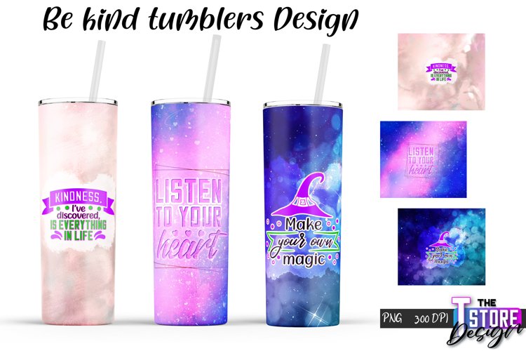 Be Kind Tumblers Design | Happy Quotes Sublimation | PNG v.2 example image 1