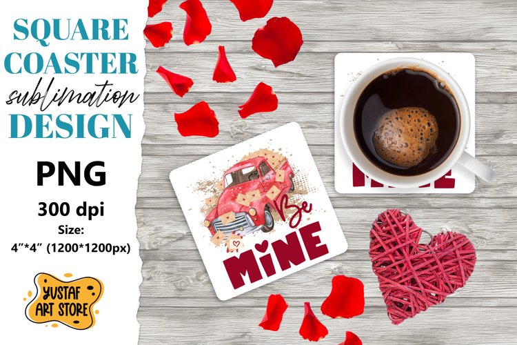 Valentine coaster sublimation.Valentine truck square coaster