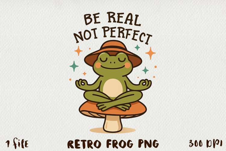 Retro Funny Frog PNG, Sublimation Design.