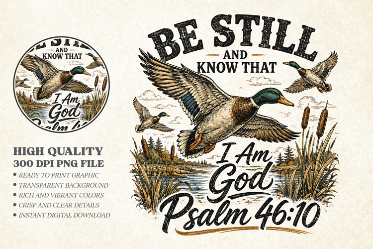 Be Still And Know That I Am God PNG, Flying Duck Bible