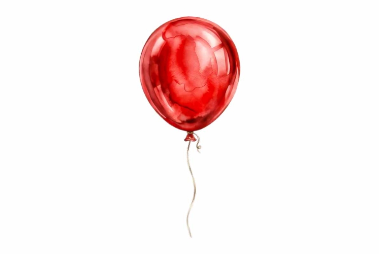 Watercolor Red Helium Balloon Clipart