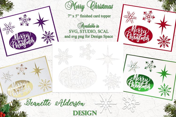 Merry Christmas greeting card topper 7"x5" example image 1