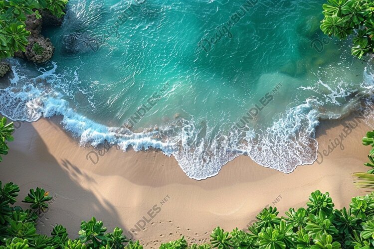 Aerial view turquoise ocean. Summer background. High photo example image 1
