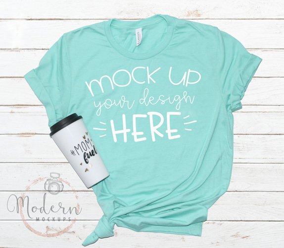 Mock up Bella Canvas 3001 Heather Mint Unisex Mockup