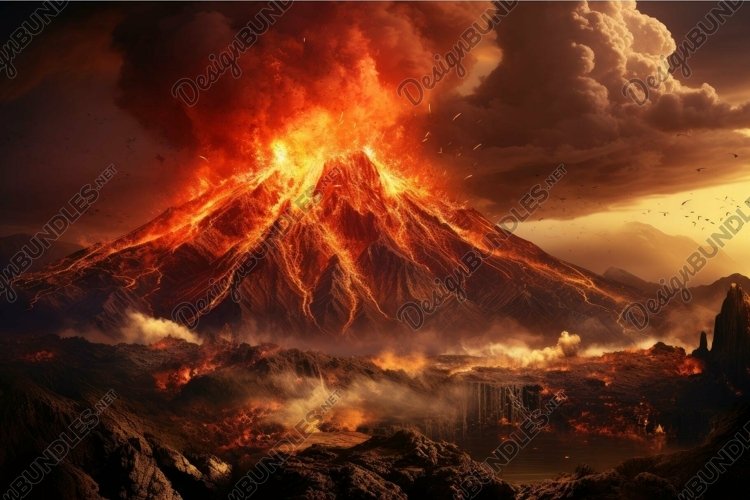 Majestic volcanic eruption at sunset