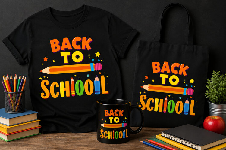 Back to School PNG, Colorful Pencil and School Design example image 1