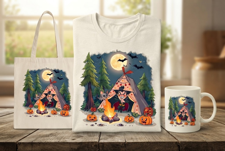 Spooky Vampire Camping Halloween Design