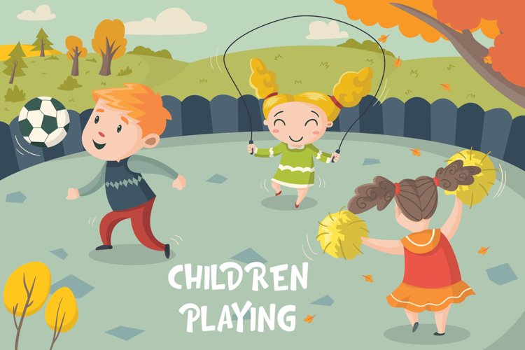Children Playing - Vector Illustration example image 1
