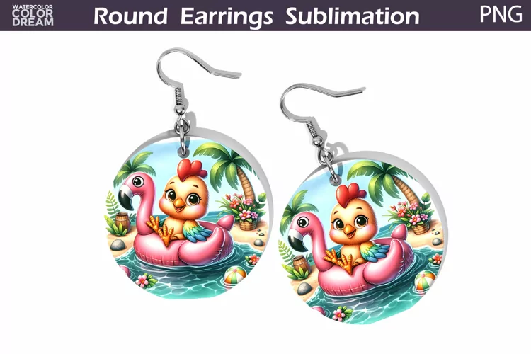Chicken Tropical Round Earrings | Summer Vibes Earrings