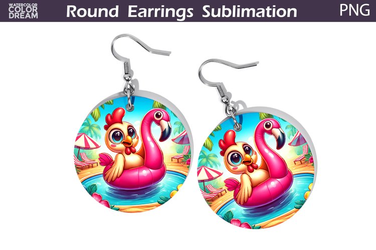 Chicken Tropical Round Earrings | Summer Vibes Earrings example image 1