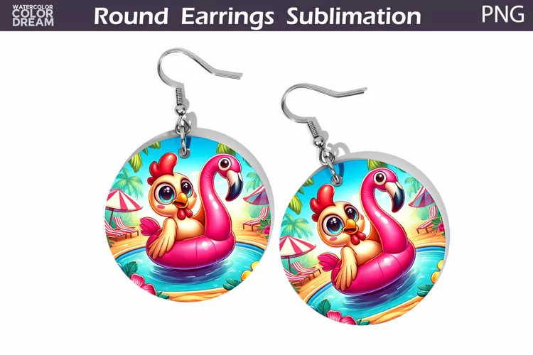 Chicken Tropical Round Earrings | Summer Vibes Earrings