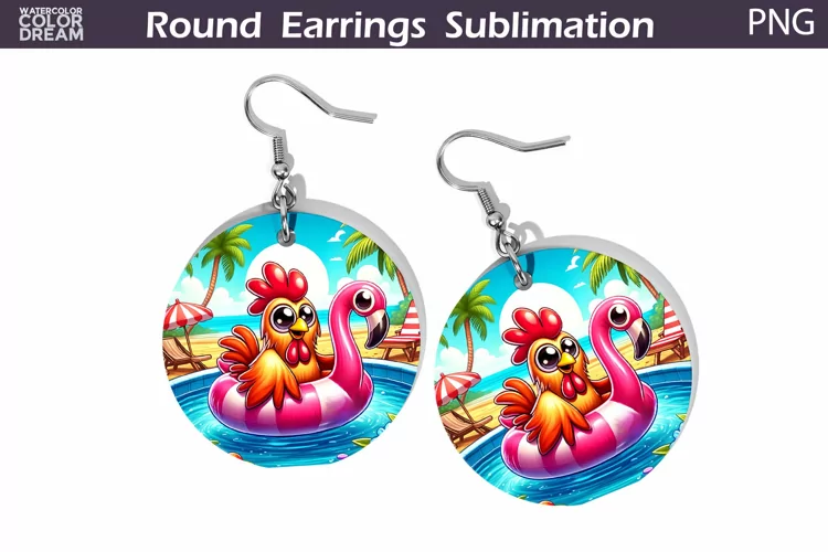 Chicken Tropical Round Earrings | Summer Vibes Earrings