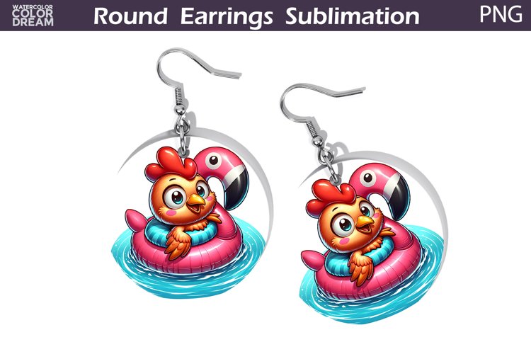 Chicken Tropical Round Earrings | Summer Vibes Earrings example image 1