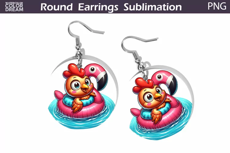 Chicken Tropical Round Earrings | Summer Vibes Earrings