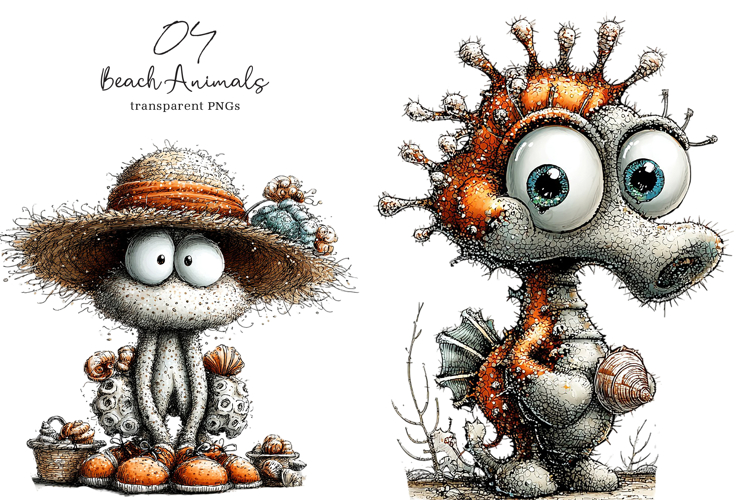 Beach Animals Clipart PNG