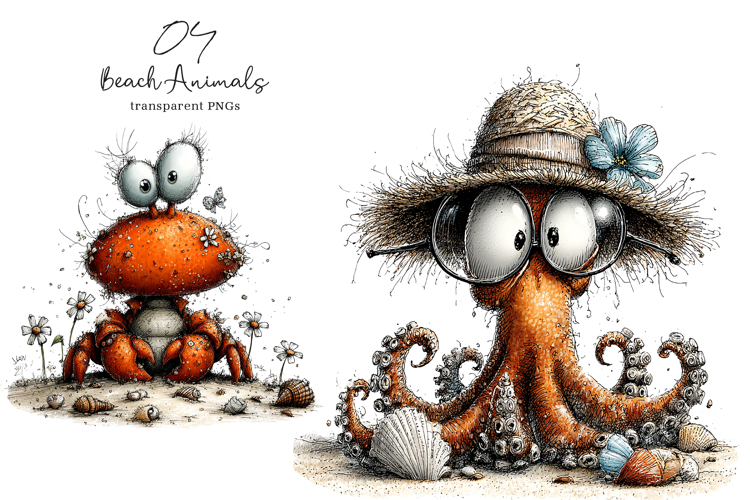 Beach Animals Clipart PNG