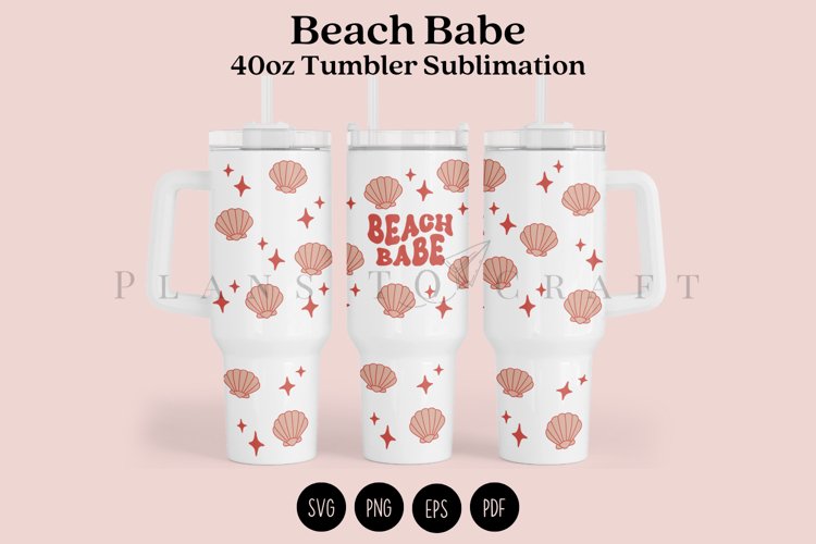 beach babe summer 40oz quencher tumbler sublimation full wrap high resolution transparant background