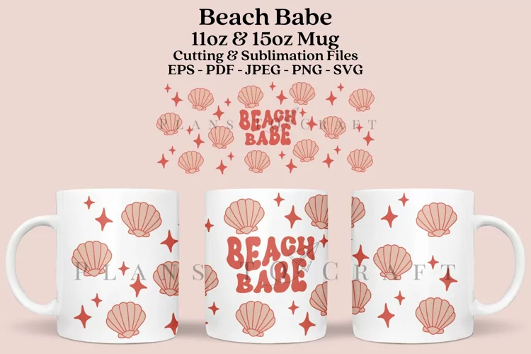 Beach Babe Mug Sublimation Wrap 11oz - 15oz