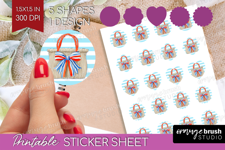 Beach Bag Nautical Round Sticker Sea Quotes Printable Sheet
