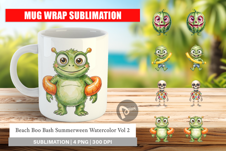 Beach Boo Bash Summerween Mug Wrap