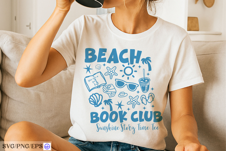 Beach Book Club Sunshine Story Time SVG PNG T-shirt Design