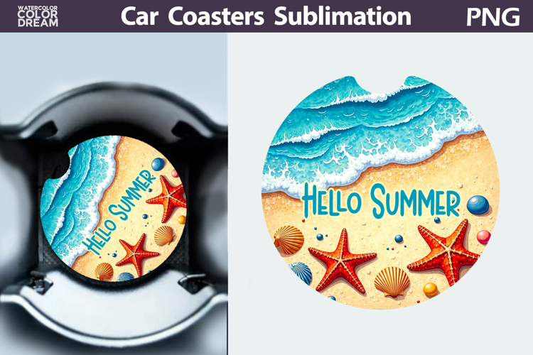 Beach Car Coaster | Tropical Summer Round Car Coaster