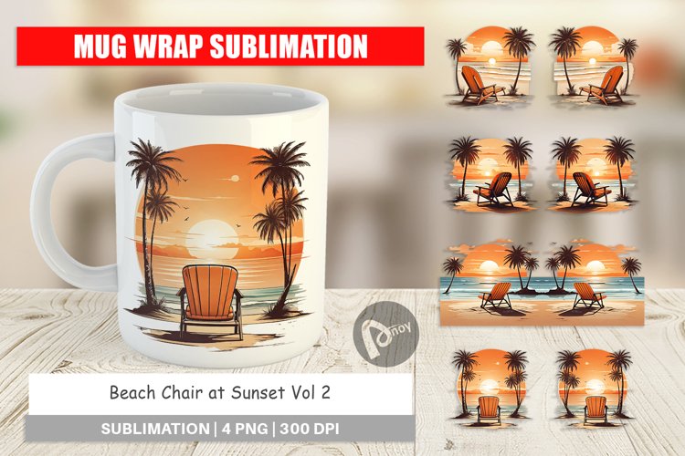 Mug Wrap Design Sunset Beach Chair