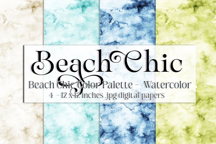 Nautical Hues Papers, Beach Chic Watercolor Backgrounds example image 1