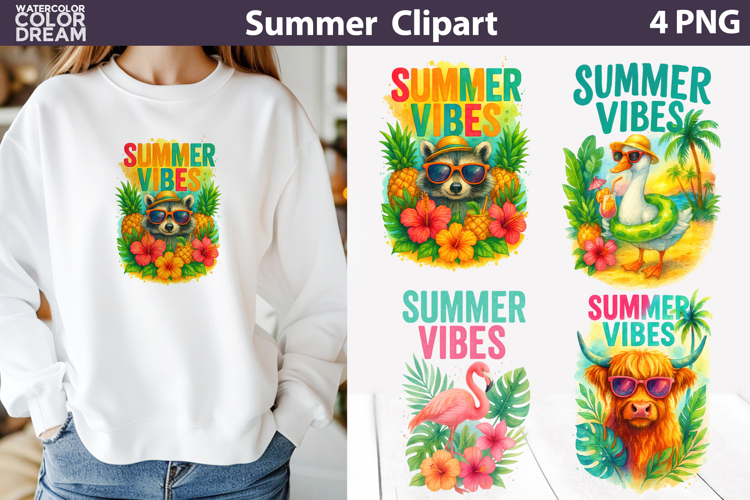 Summer Vibes Animal Clipart PNG | Tropical Sublimation