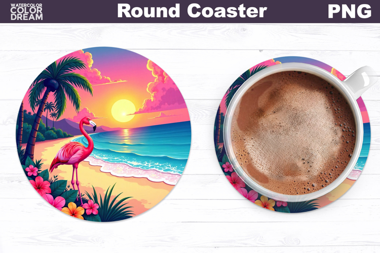 Beach Round Coaster | Beach Sunset Coaster
