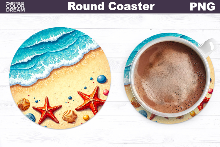 Beach Round Coaster | Sea Wave Coaster
