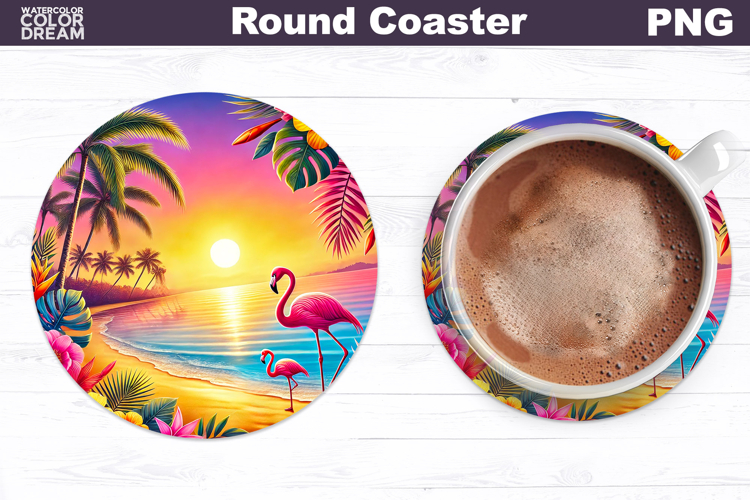 Beach Round Coaster | Beach Sunset Coaster