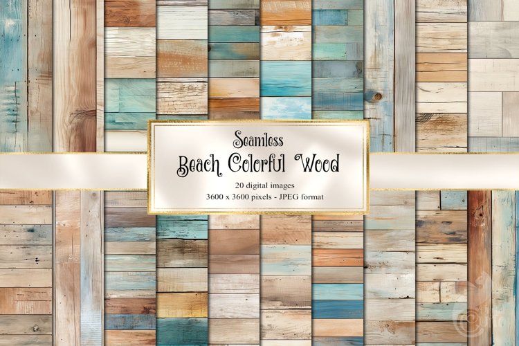 Beach Colorful Wood Digital Paper example image 1