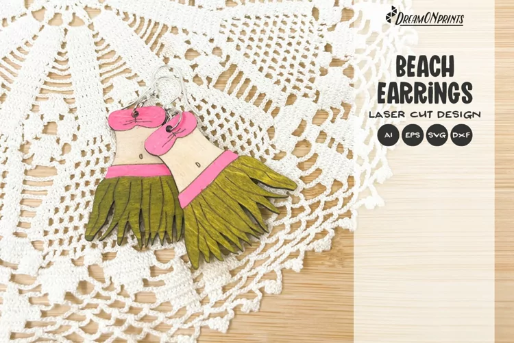 Beach Earrings Laser Cut Design - Summer Dangle Earrings