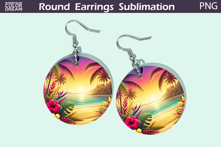 Beach Round Earrings | Summer Tropical Earrings