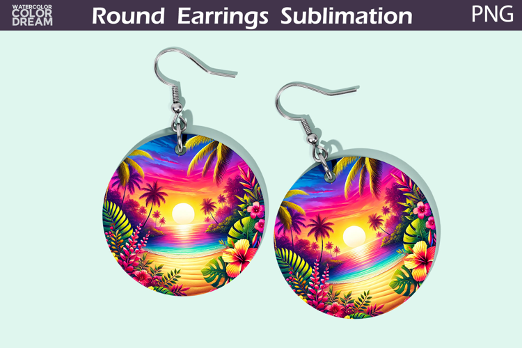 Beach Round Earrings | Summer Tropical Earrings