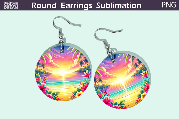 Beach Round Earrings | Summer Tropical Earrings