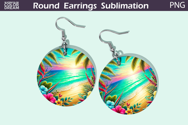 Beach Round Earrings | Summer Tropical Earrings