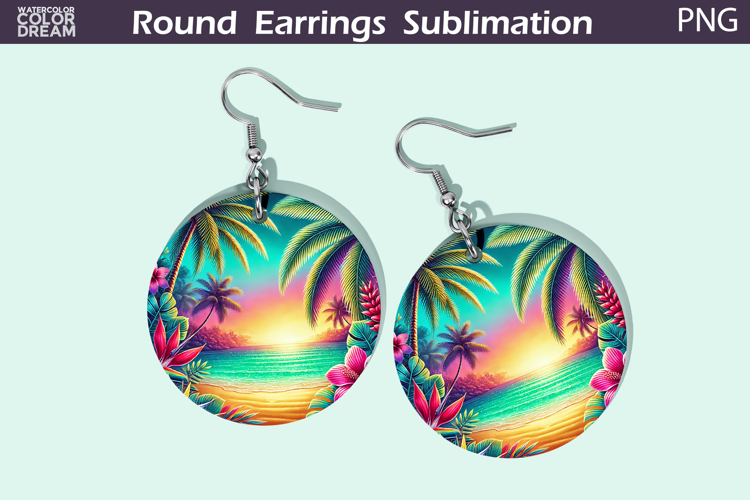 Beach Round Earrings | Summer Tropical Earrings