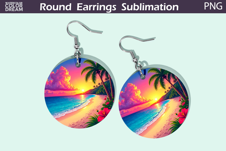 Beach Round Earrings | Summer Tropical Earrings
