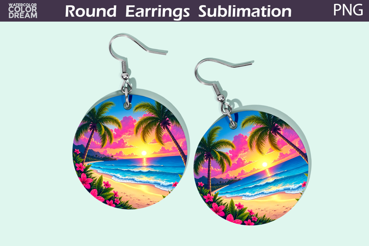 Beach Round Earrings | Summer Tropical Earrings