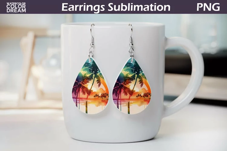 Beach Sunset Teardrop Earrings | Tropical Beach Earrings