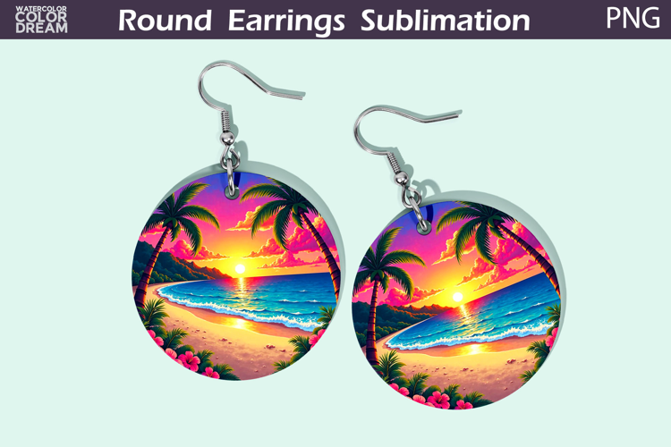 Beach Round Earrings | Summer Tropical Earrings